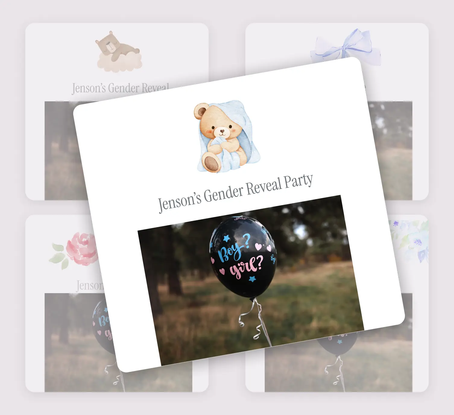 Choose a gender reveal rsvp theme.