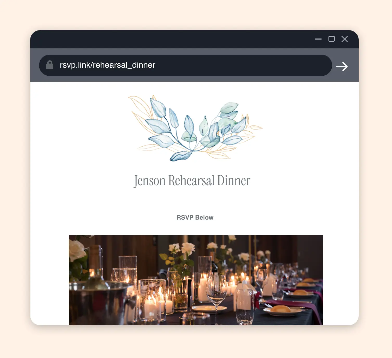 Share your rehearsal dinner rsvp link.