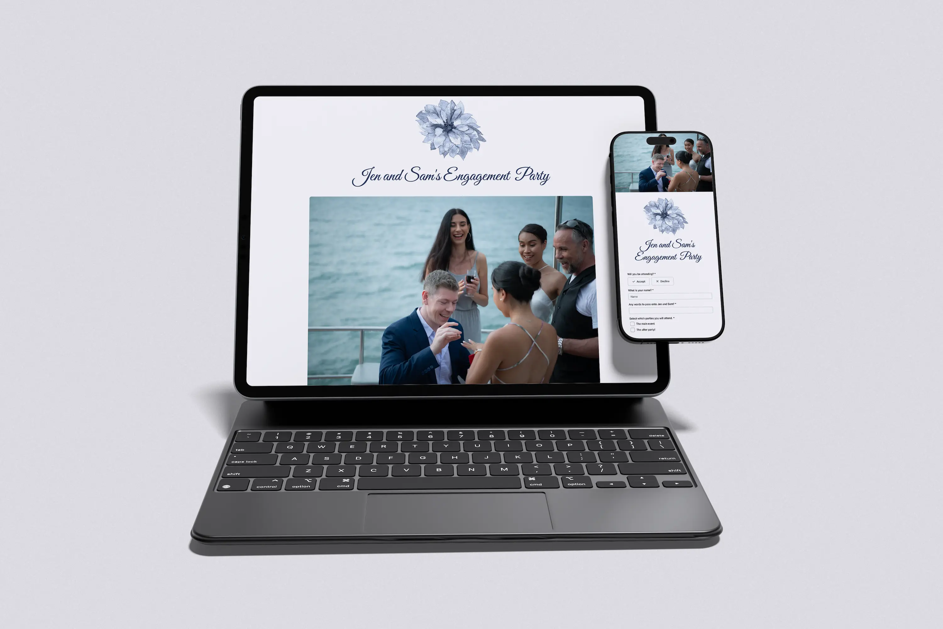 Engagement party rsvp form with themes. 