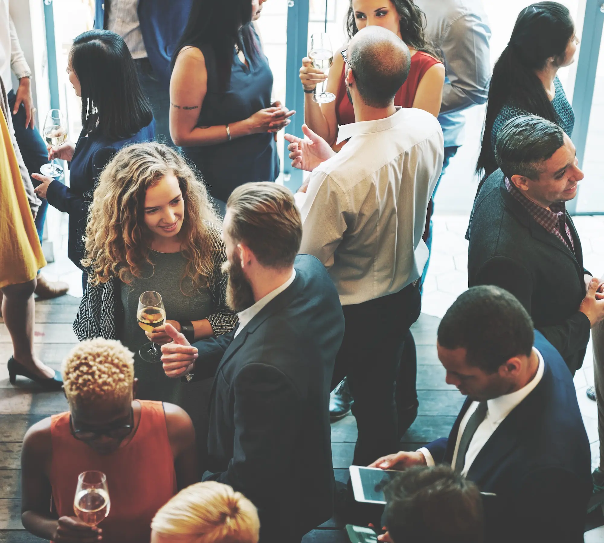 People enjoying a corporate party.