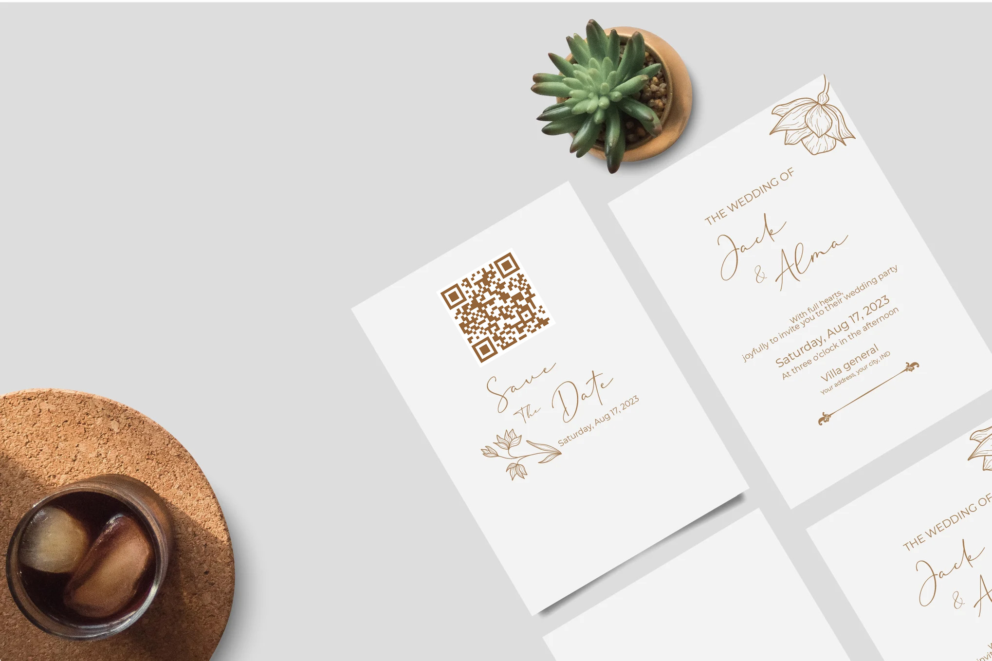 Wedding invitation example with rsvp QR code