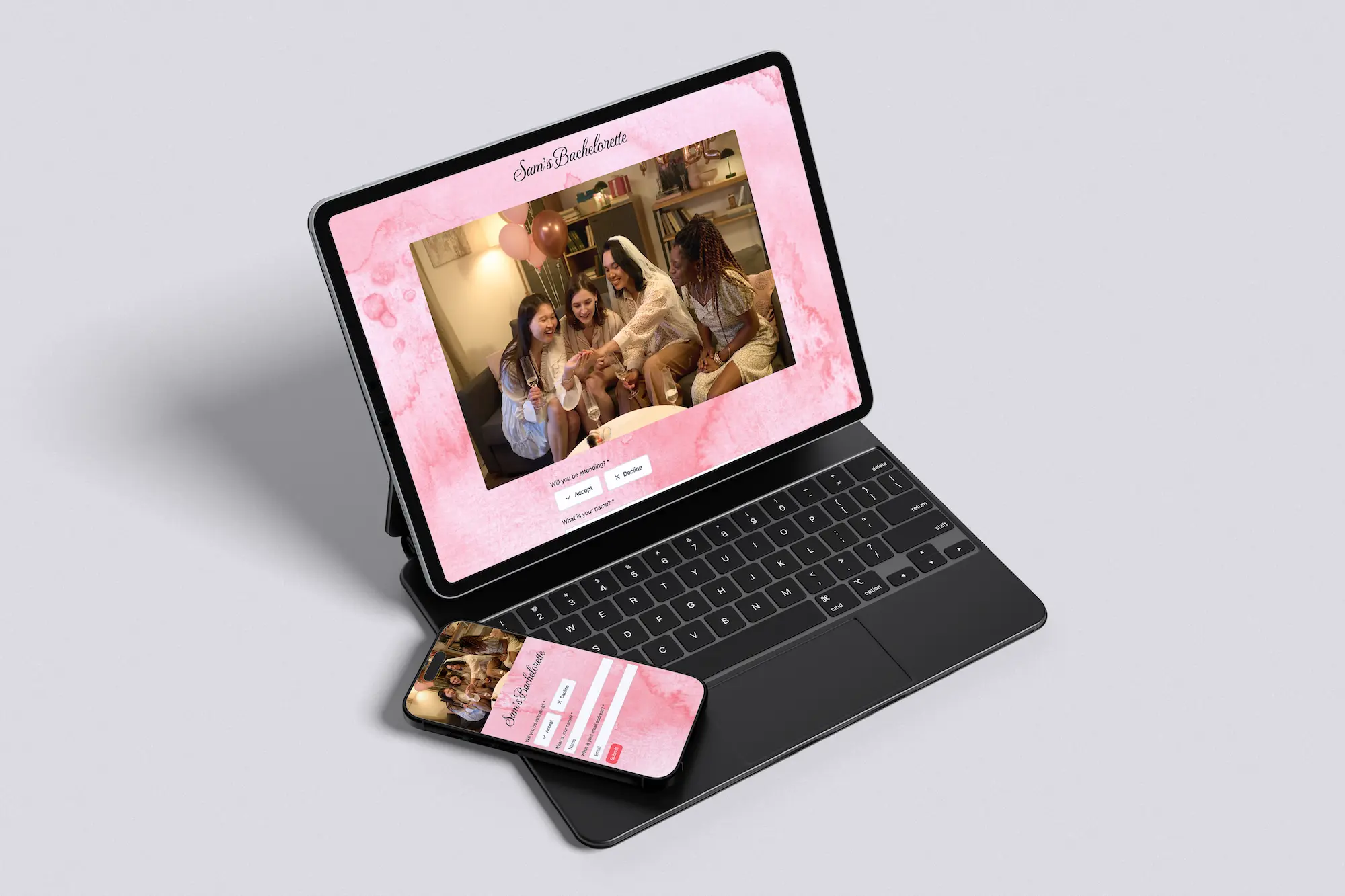 Bachelorette rsvp form with custom theme.