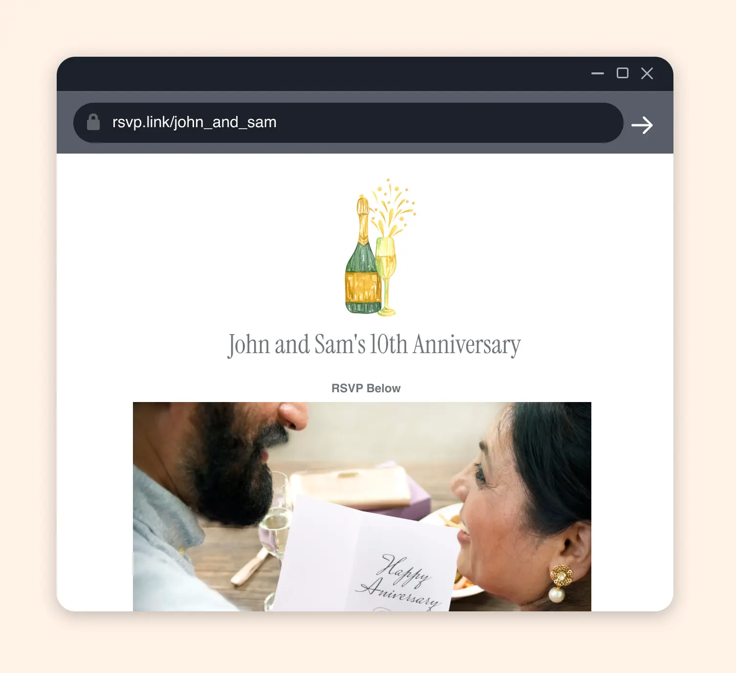 Share your anniversary RSVP link with everyone.