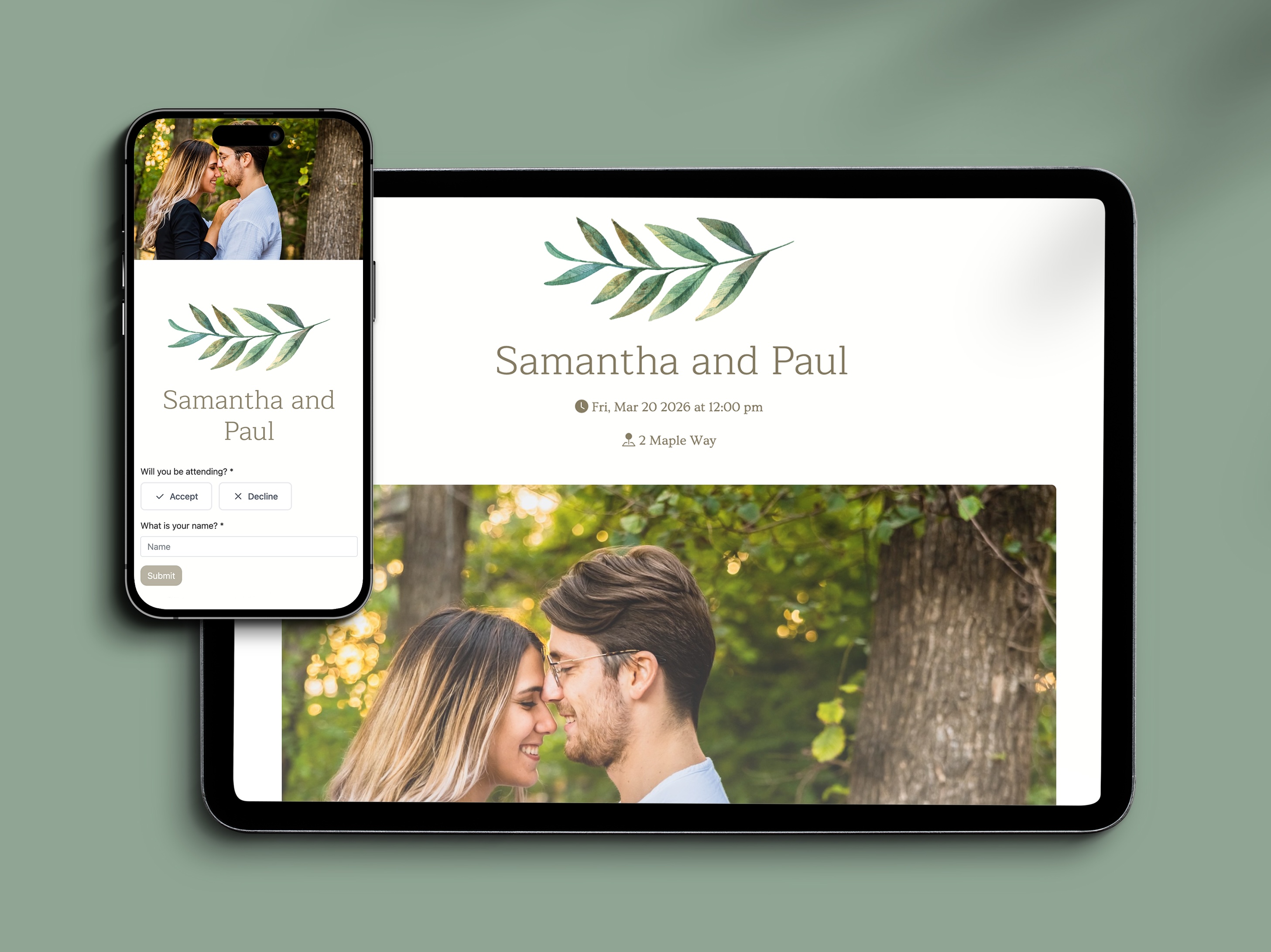 Mobile friendly wedding rsvp website