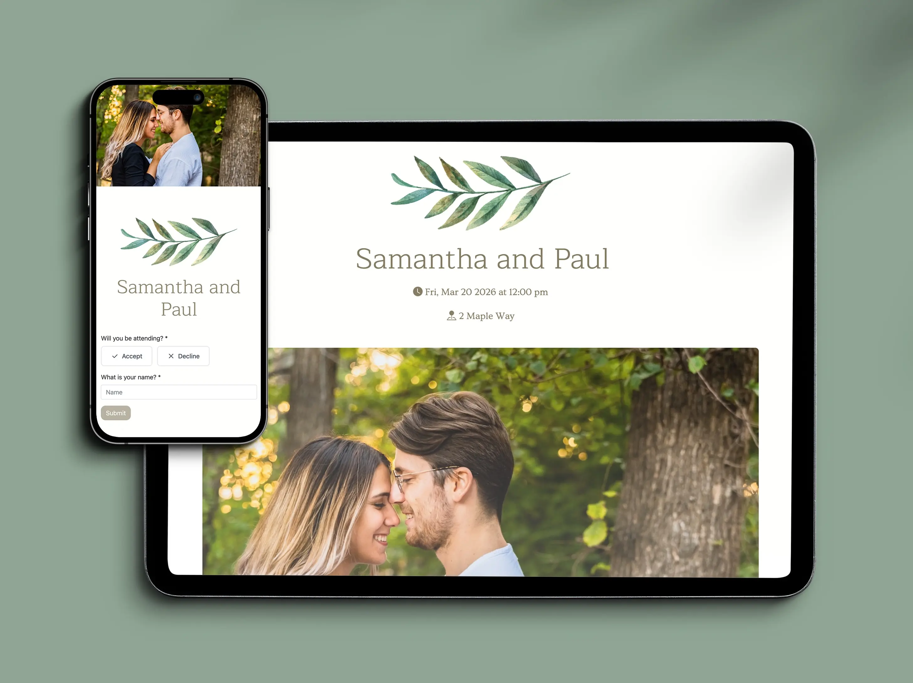 Mobile friendly wedding rsvp website