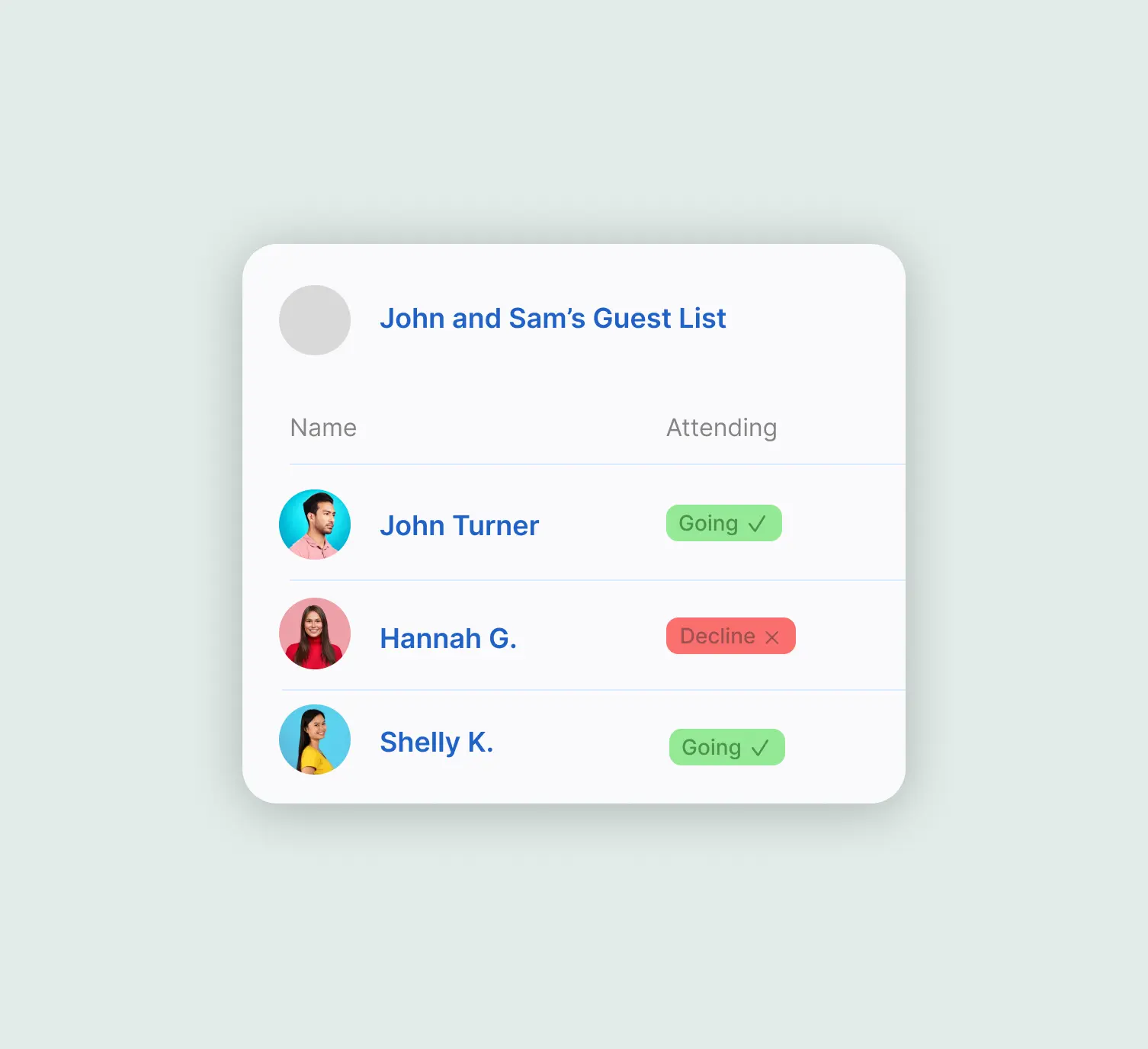 Track your anniversary guest list.