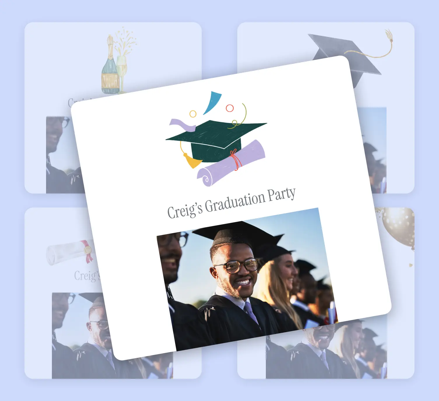 Online graduation invitation themes