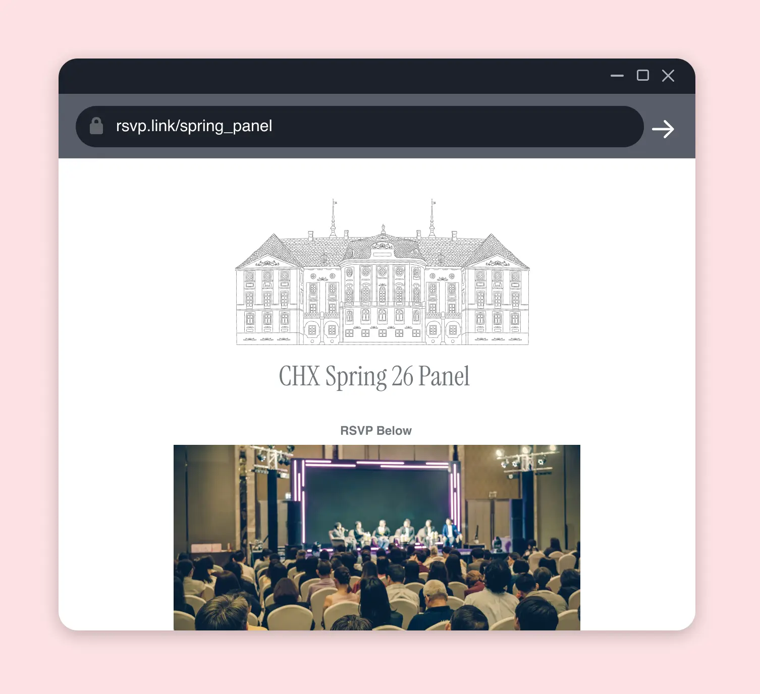 Share your corporate event rsvp link.