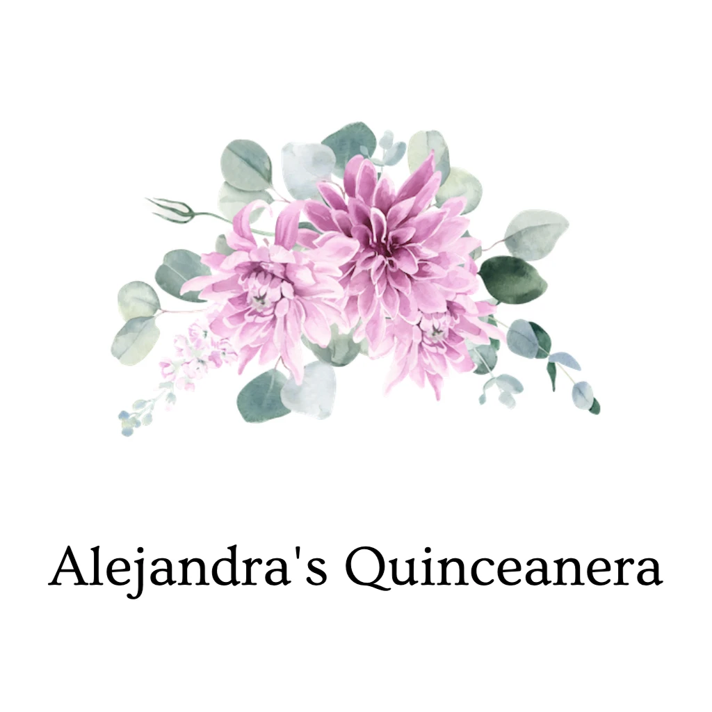 White Background With Purple Flowers Quinceanera RSVP theme