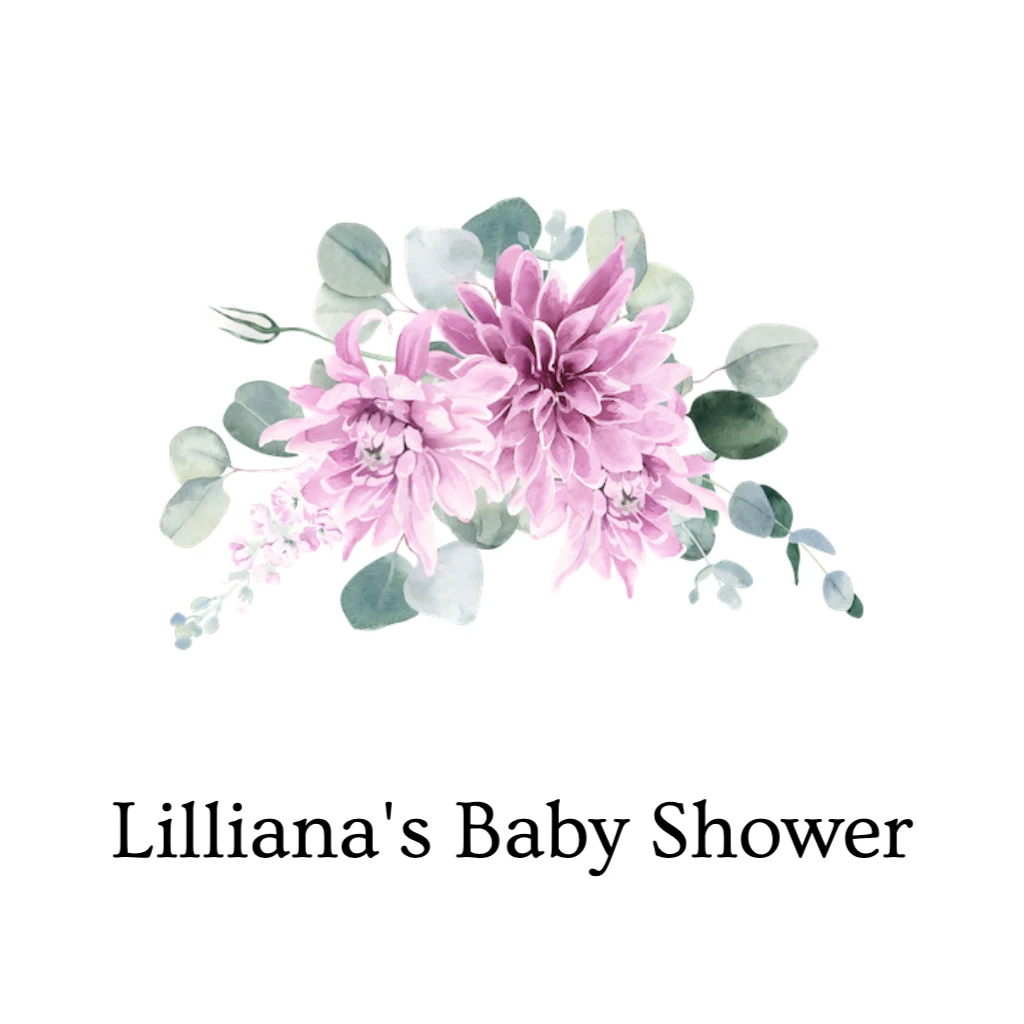 White Background With Purple Flowers Baby Shower RSVP theme