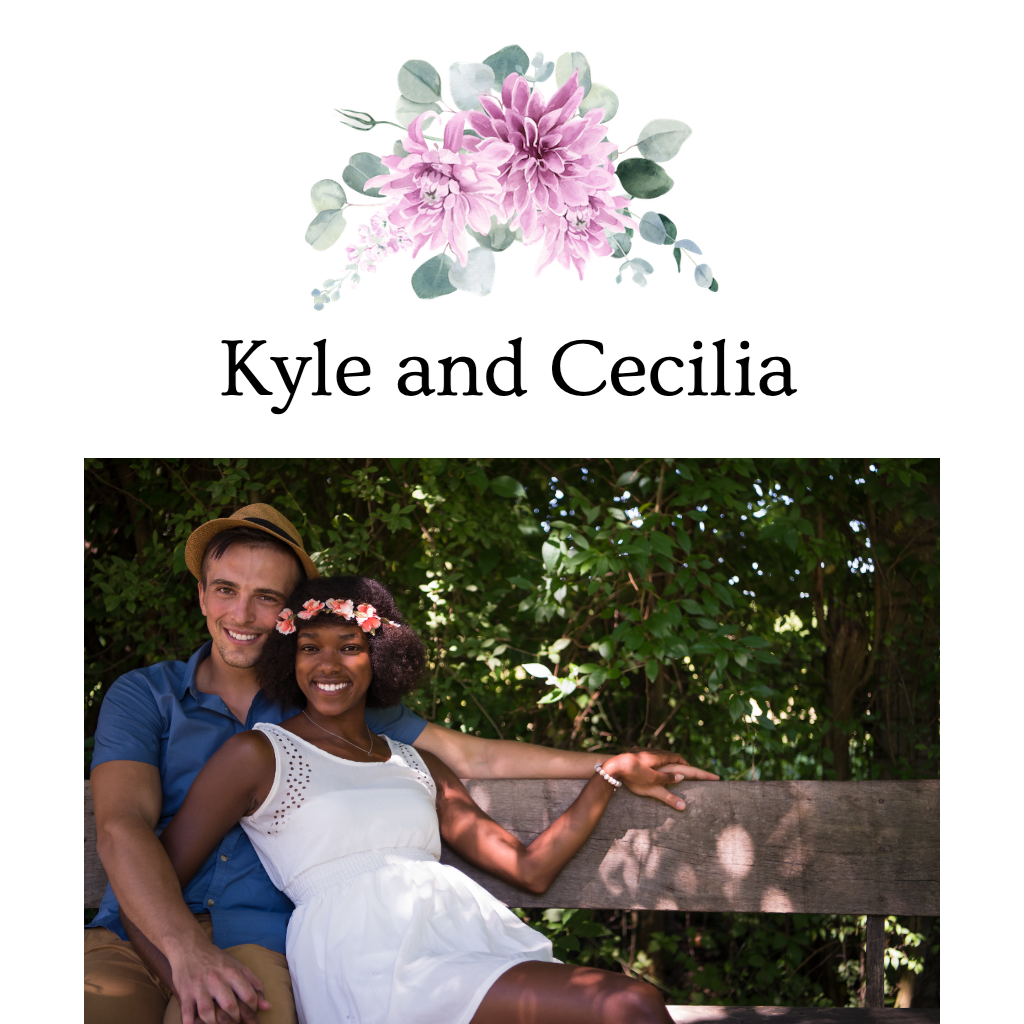 White Background With Purple Flowers Wedding RSVP theme