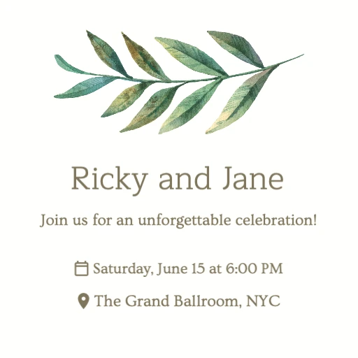 White Background with Green Fern RSVP theme