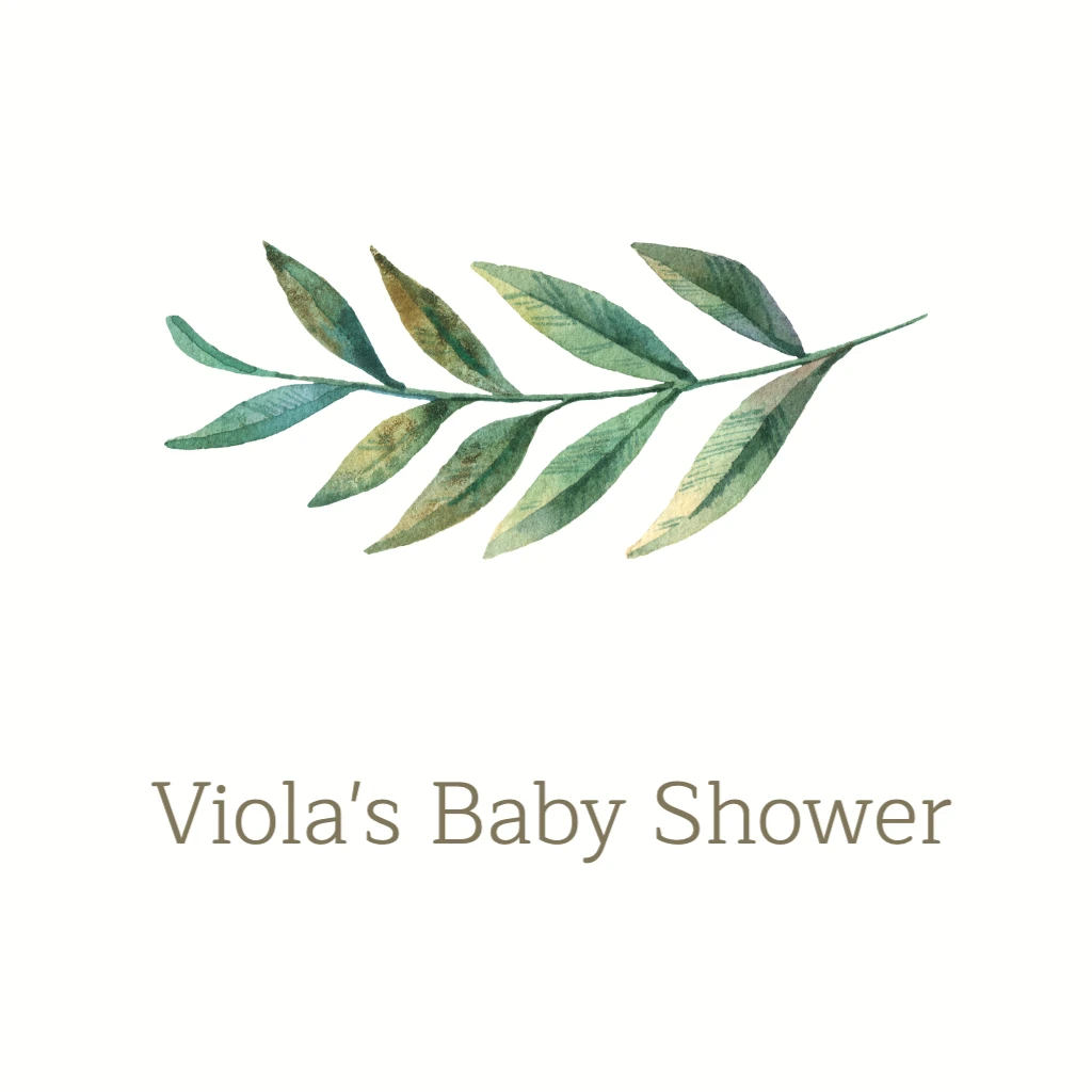 White Background with Green Fern Baby Shower RSVP theme