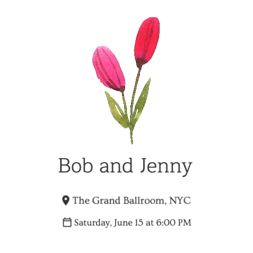 White Background with Red Tulip RSVP theme