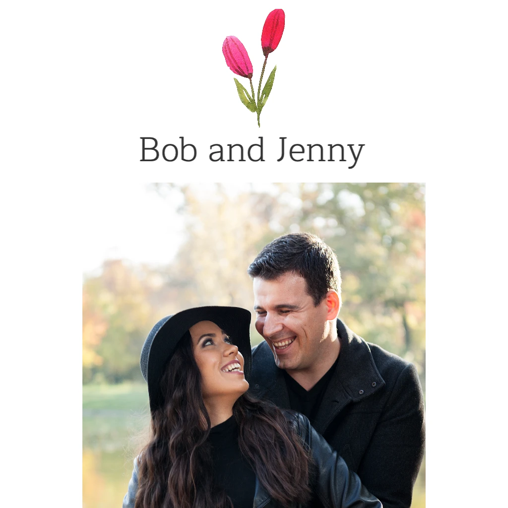 White Background with Red Tulip Wedding RSVP theme