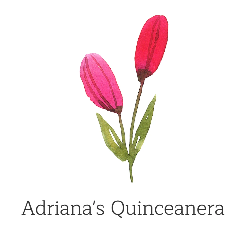 White Background with Red Tulip Quinceanera RSVP theme