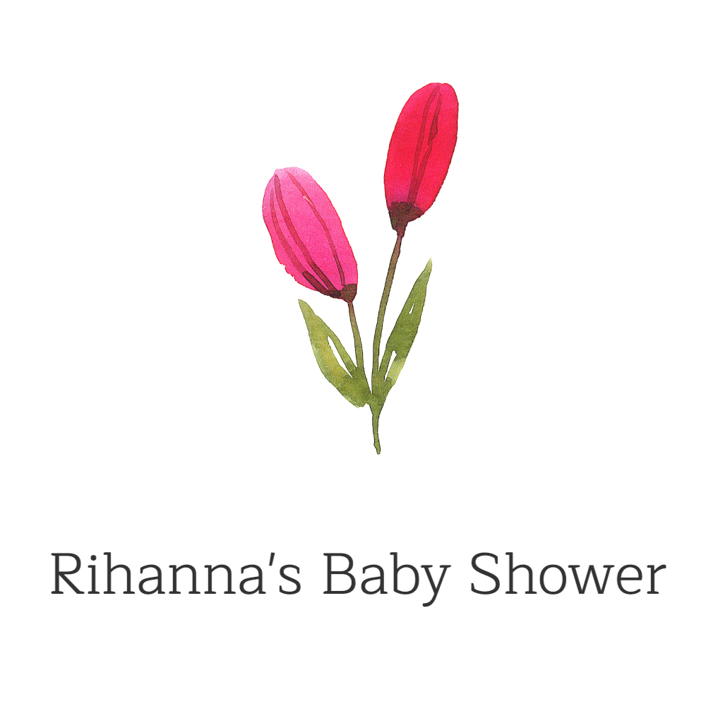 White Background with Red Tulip Baby Shower RSVP theme