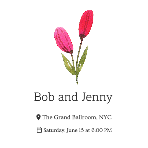 White Background with Red Tulip RSVP theme