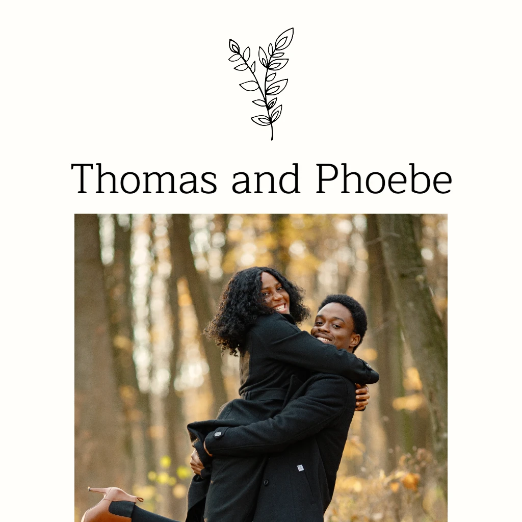 White Background with Black Leaf Outline Wedding RSVP theme