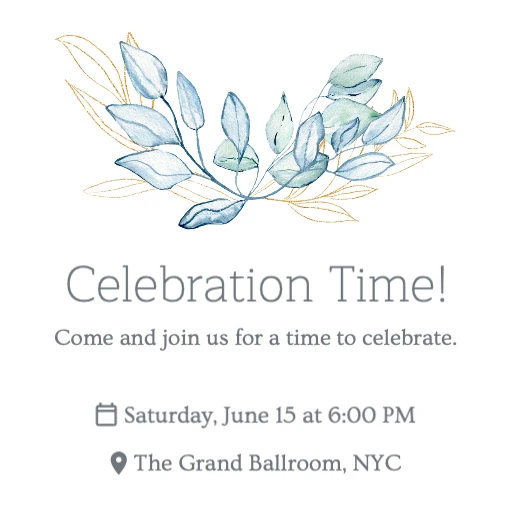 White Background with Blue-Gold Flowers RSVP theme