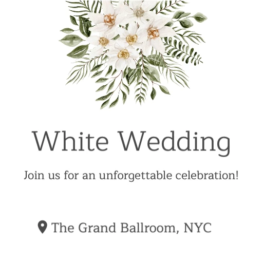 White With White Flowers and Green Foliage RSVP theme