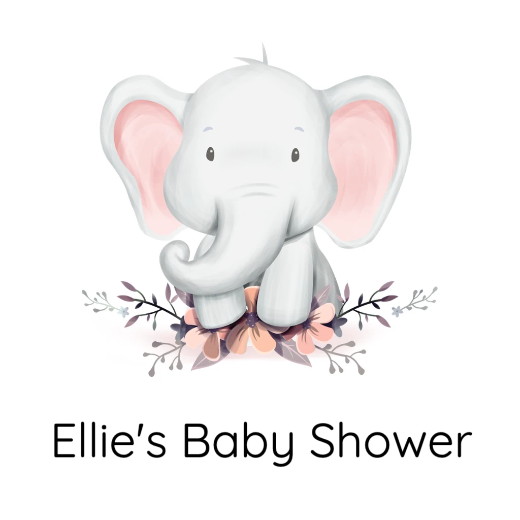 elephant and flowers Baby Shower RSVP theme