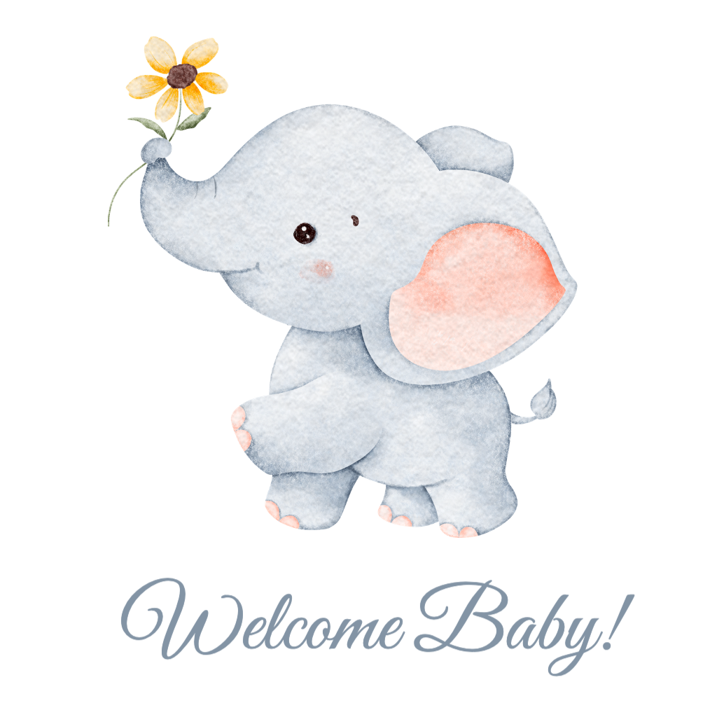 elephant with yellow flower side profile