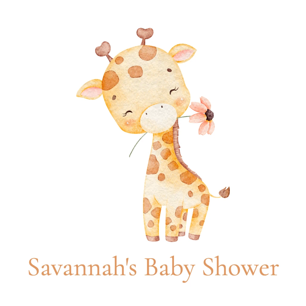 baby giraffe with flower