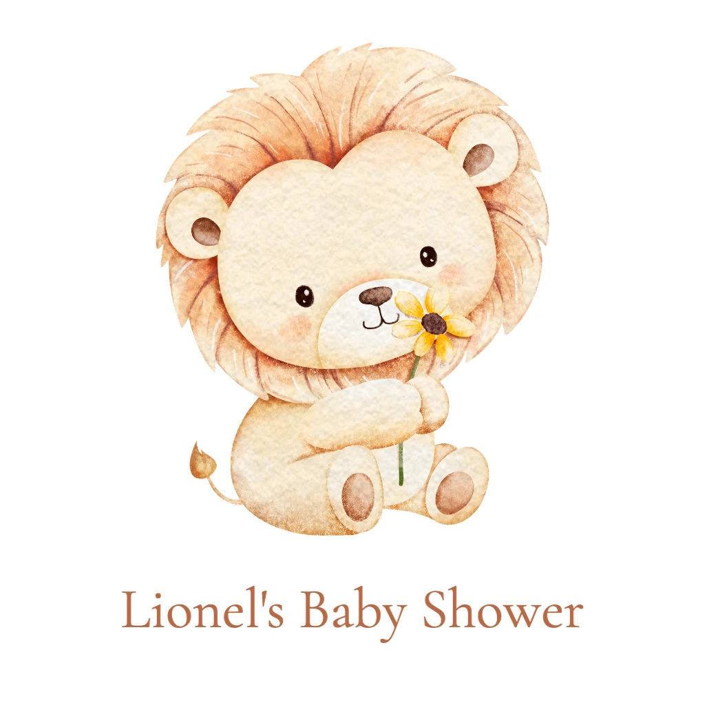 Baby Lion with Flower Baby Shower RSVP theme