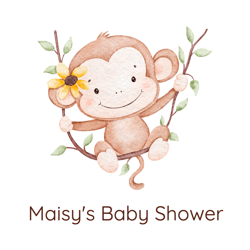 Baby monkey with flower Baby Shower RSVP theme