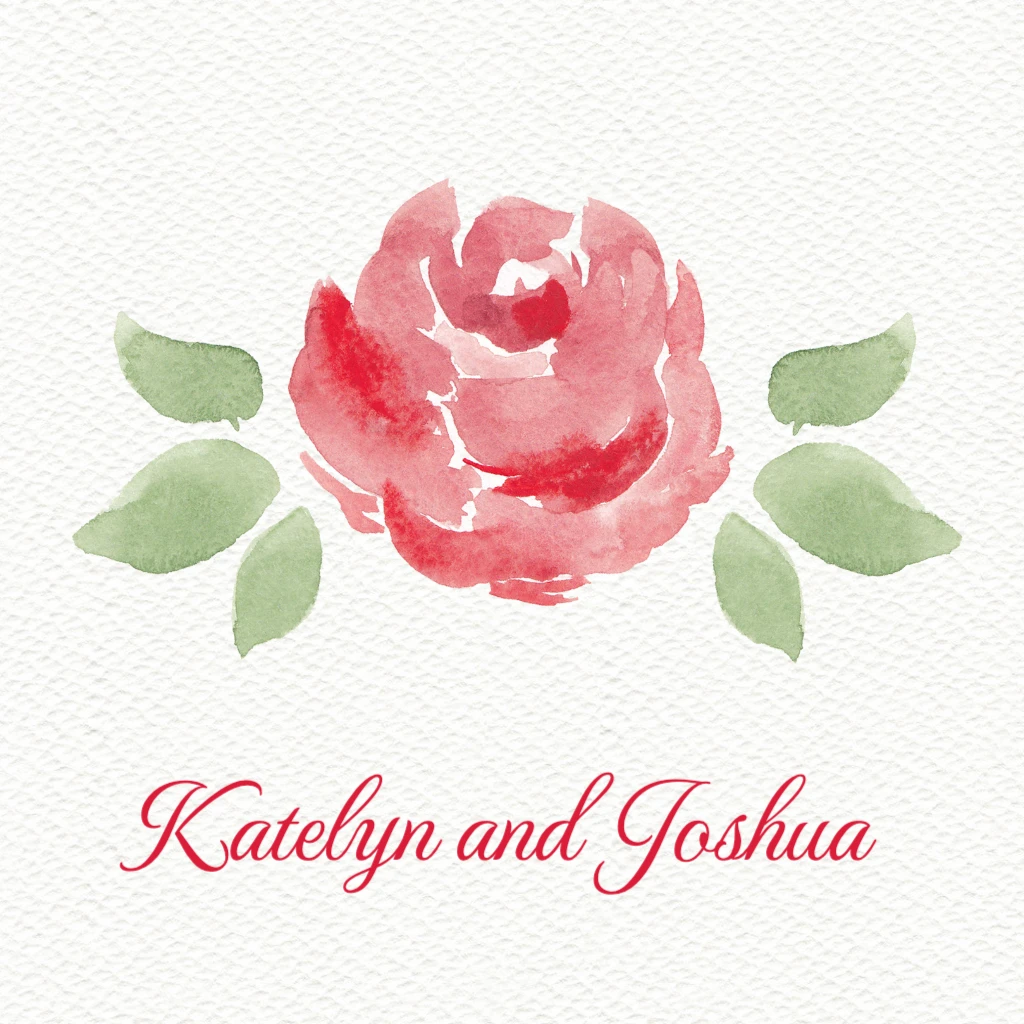 watercolour red rose in centre 