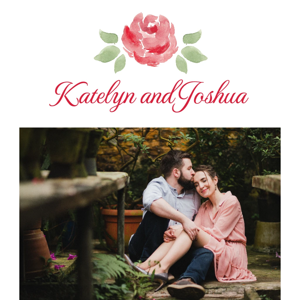 watercolour red rose in centre  Wedding RSVP theme