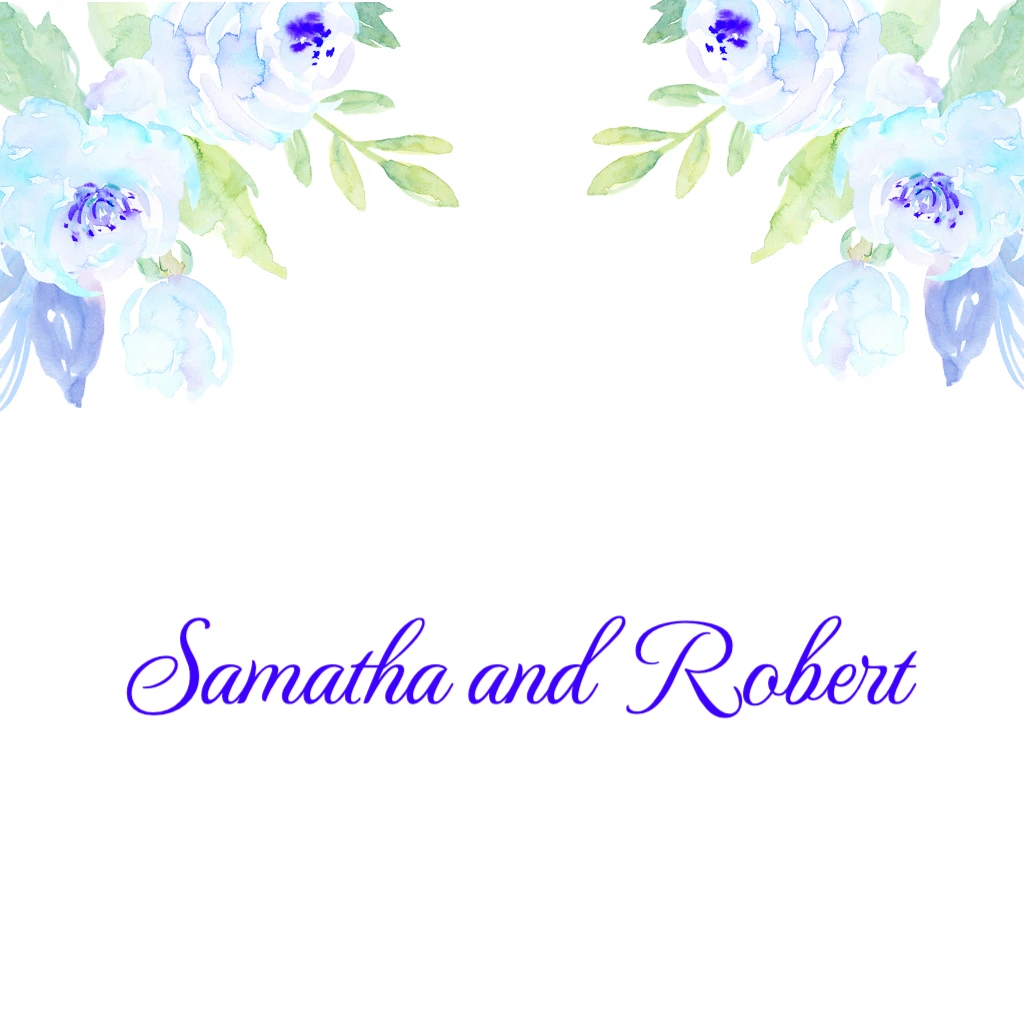 blue peony with green foliage watercolor RSVP form theme