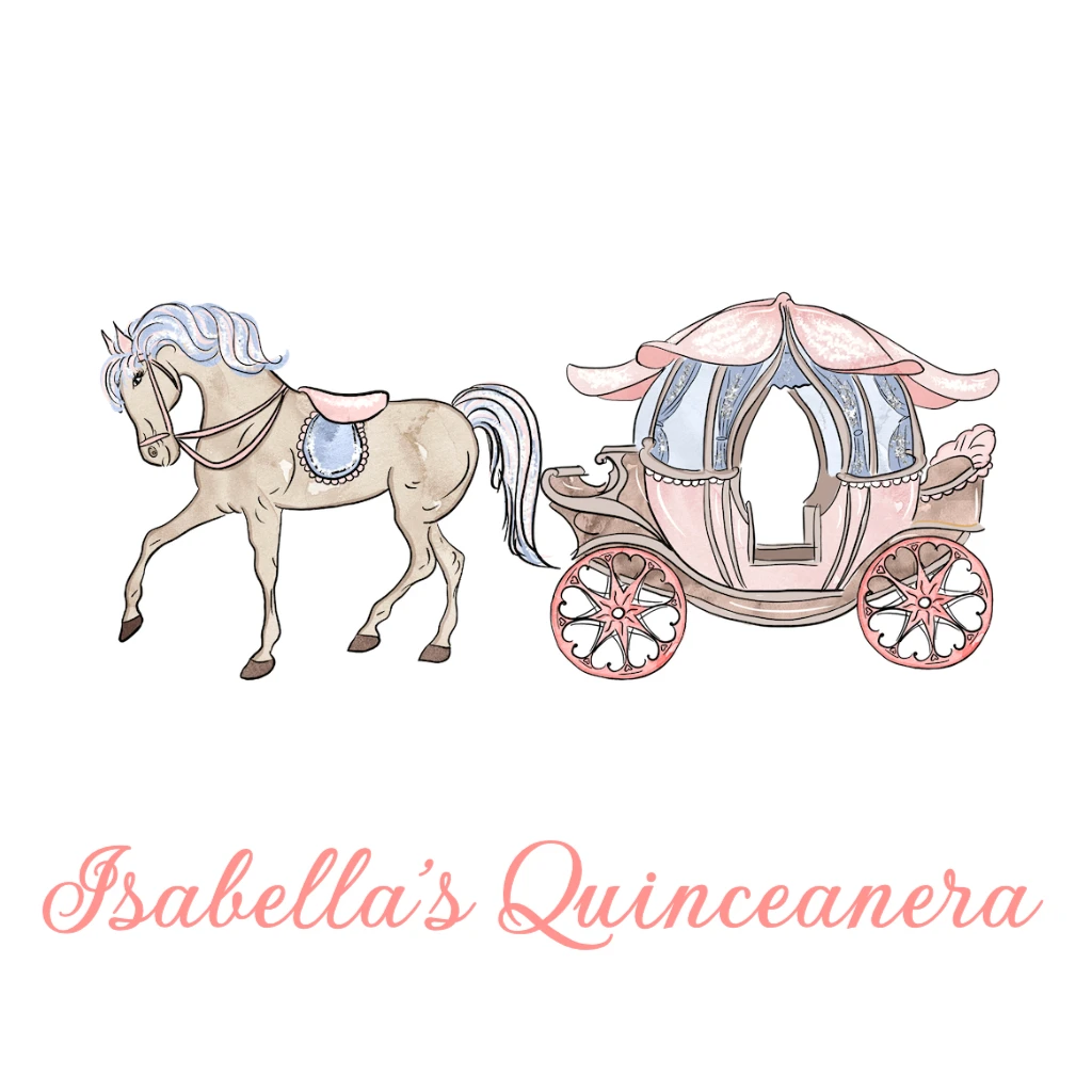 horse pulling pink carriage Quinceanera RSVP theme