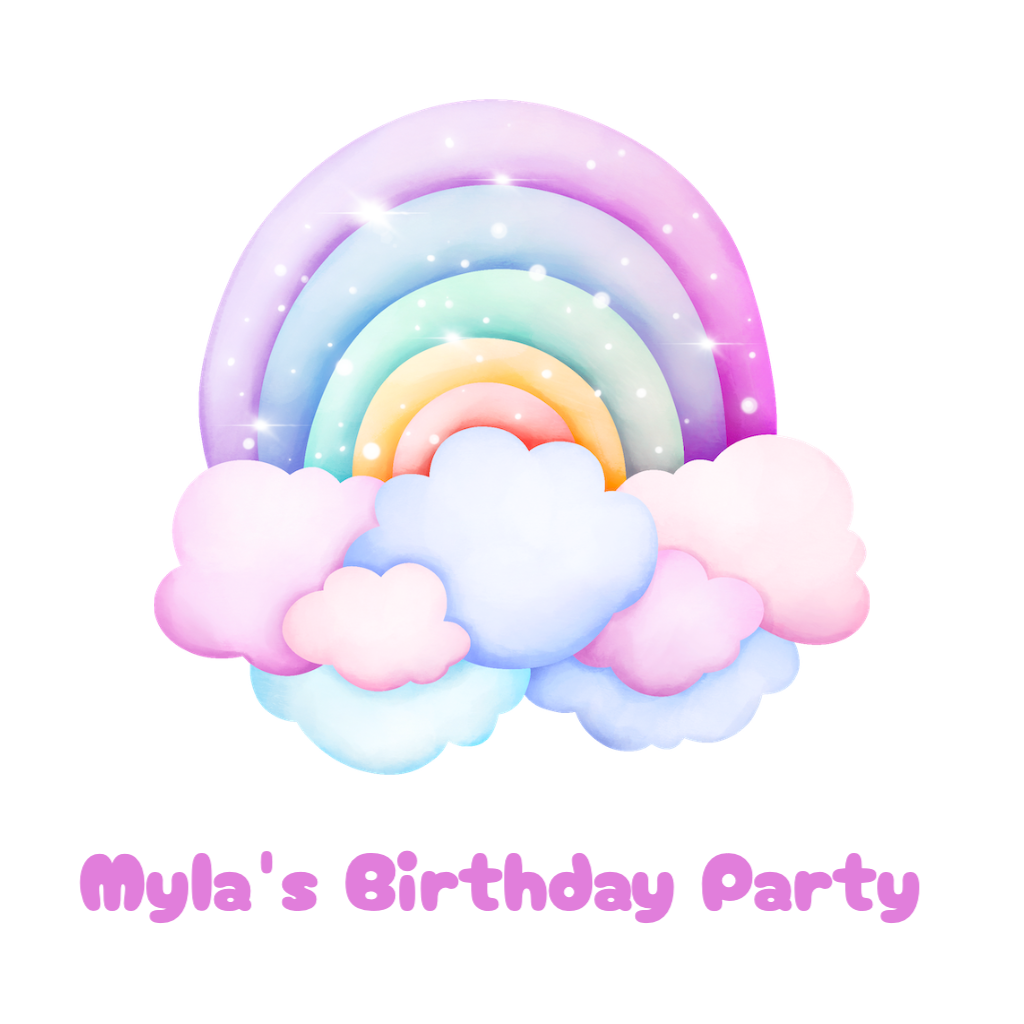 puffy rainbow with clouds