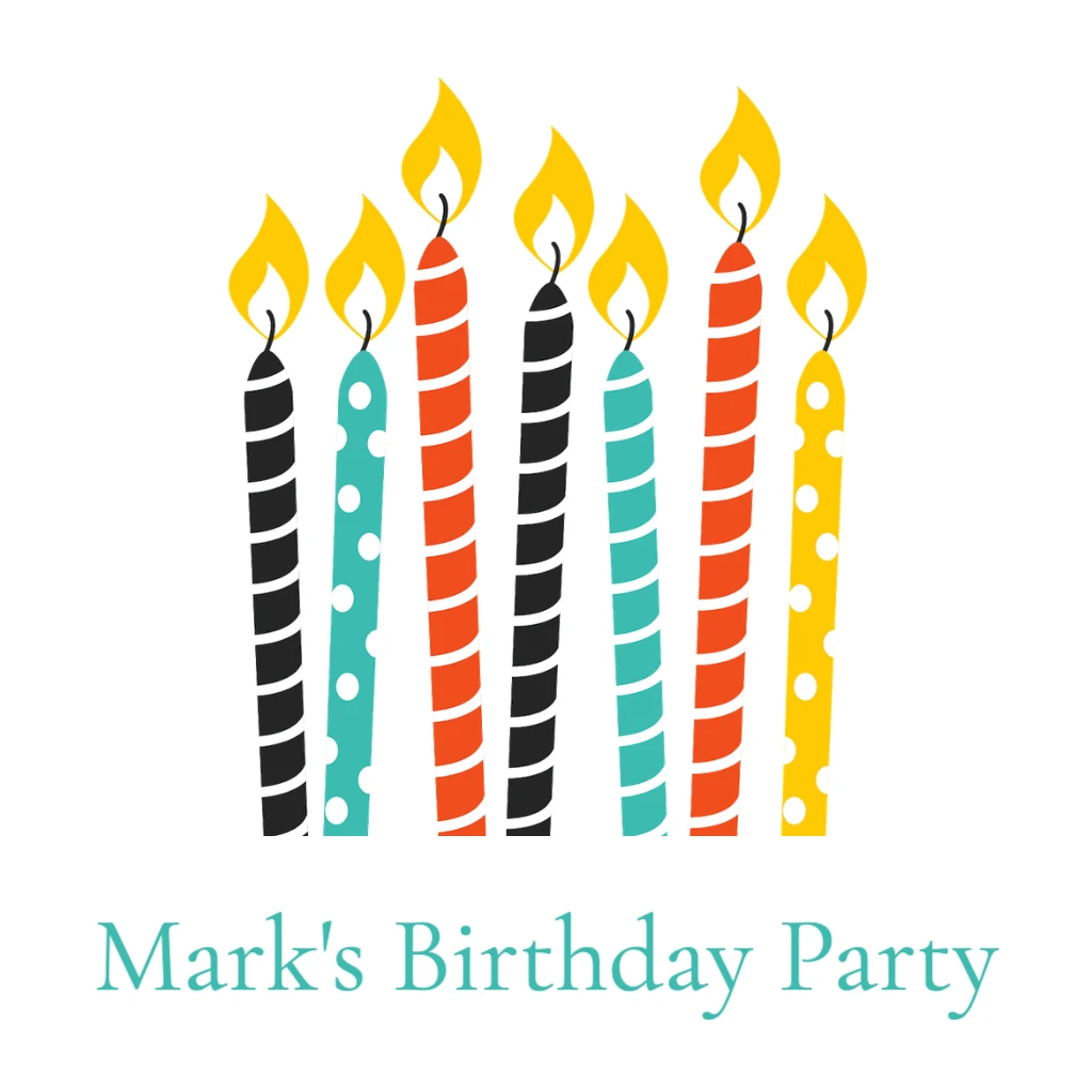 birthday candles colorful Birthday RSVP theme