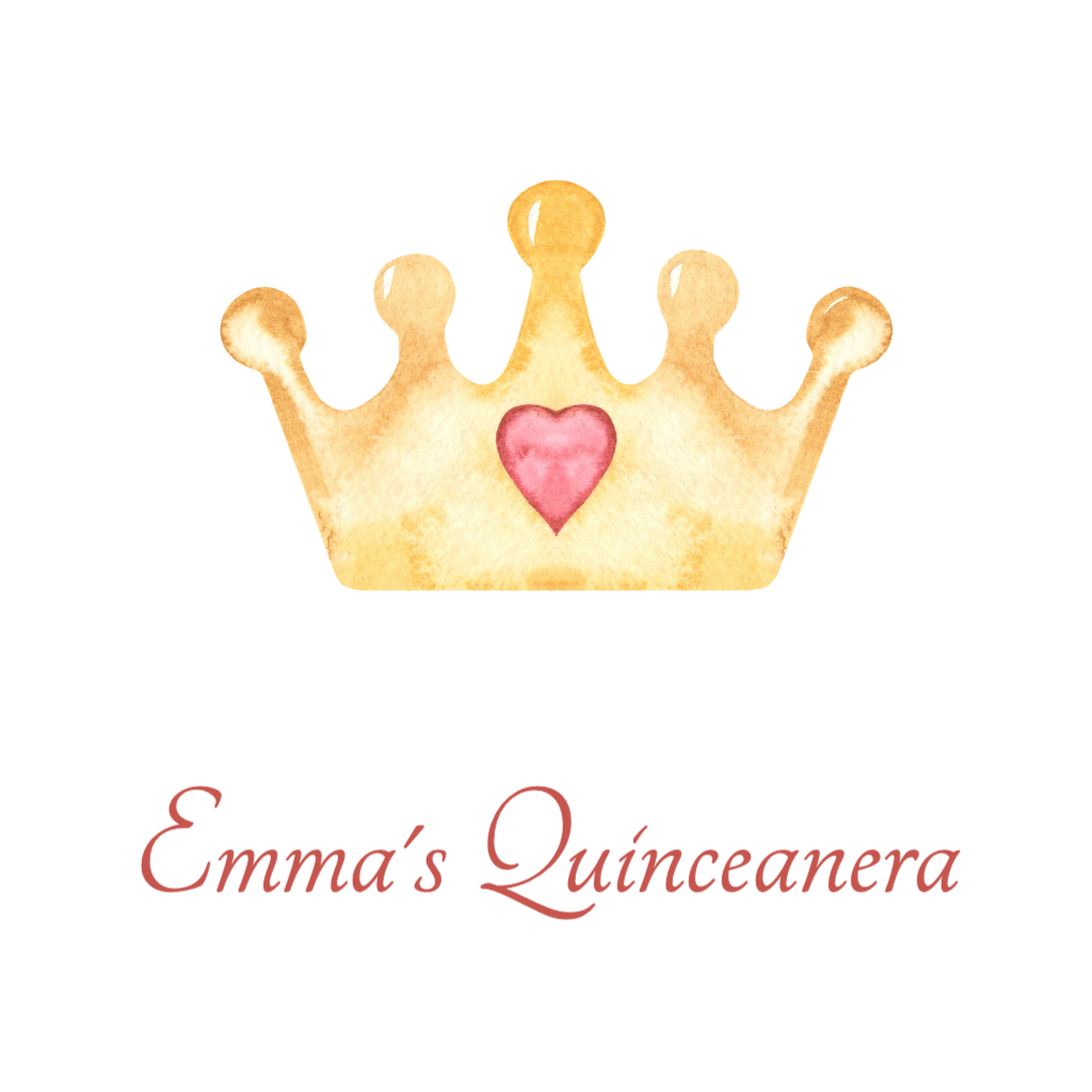 gold crown with red heart birthday Quinceanera RSVP theme