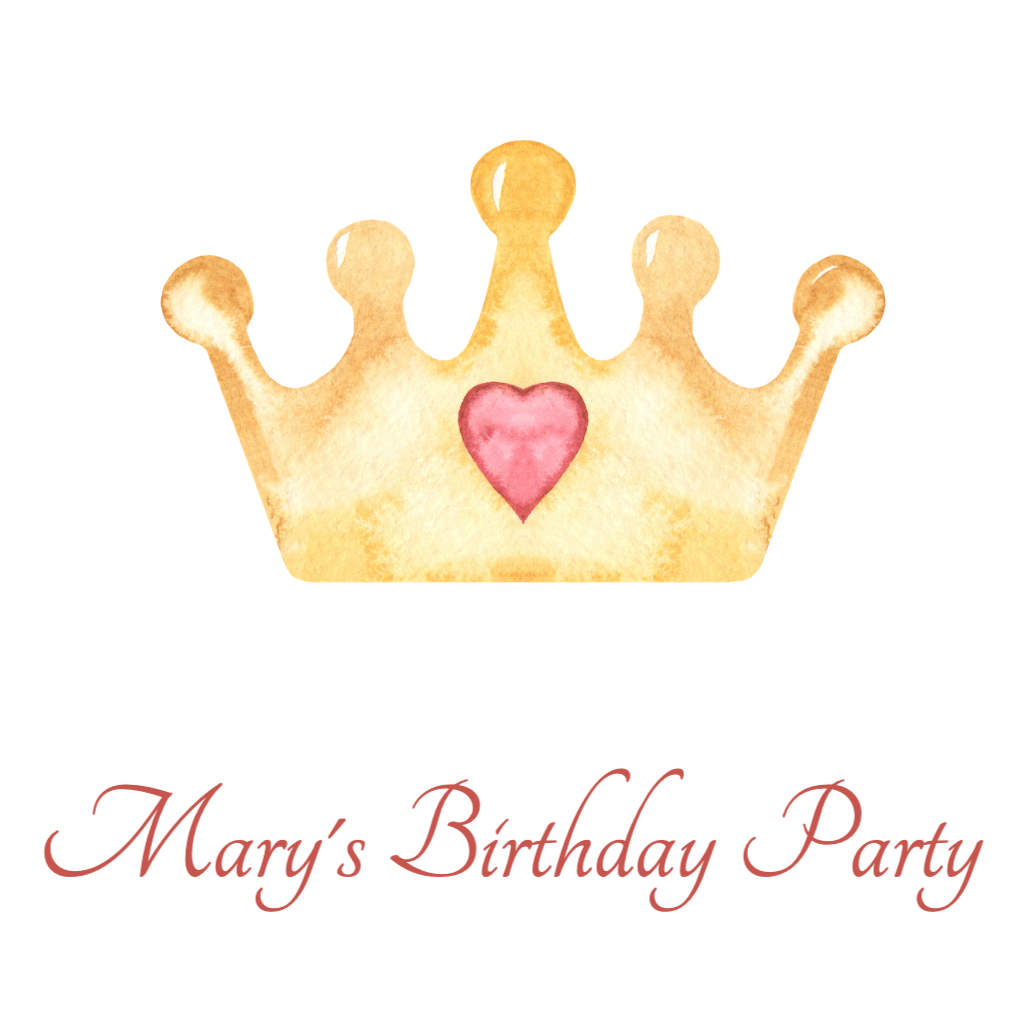 gold crown with red heart birthday Birthday RSVP theme