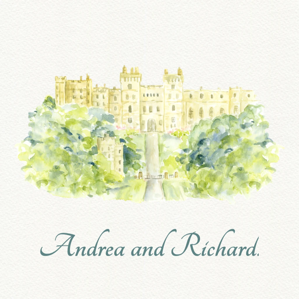 elegant castle with green foliage RSVP theme preview