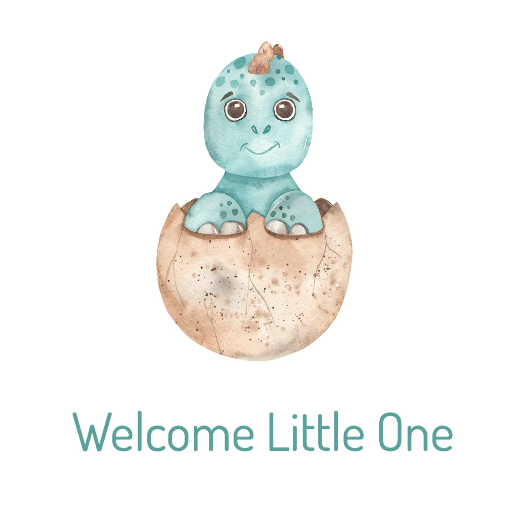 green dinosaur in egg  Baby Shower RSVP theme