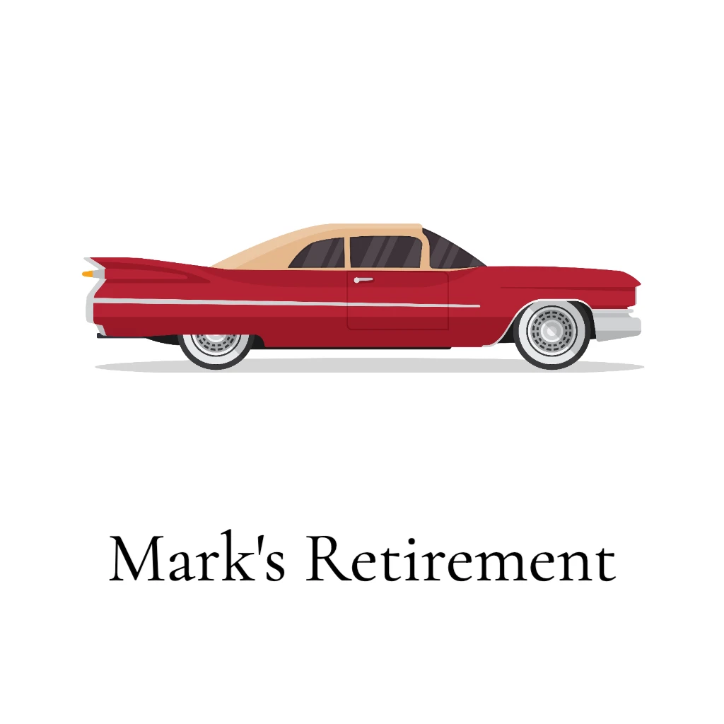 classic red car convertible Retirement RSVP theme