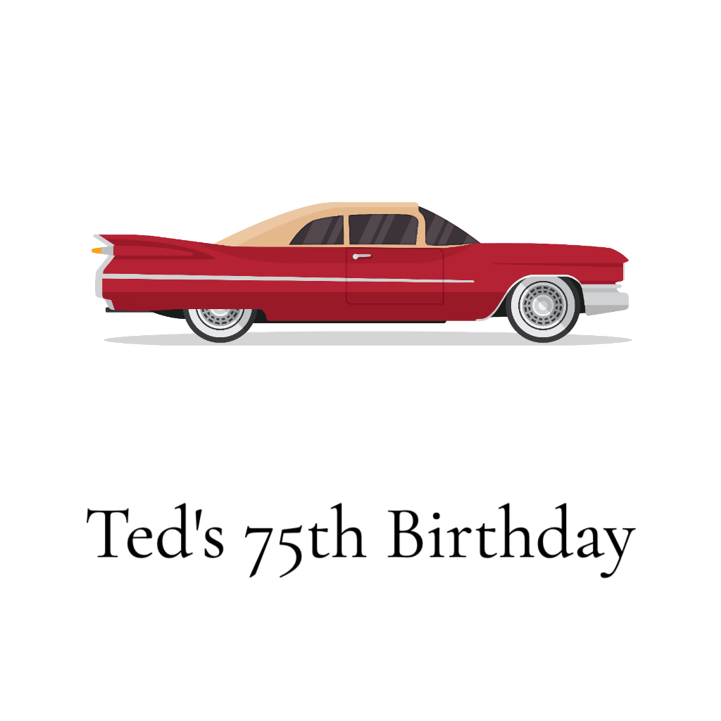 classic red car convertible Birthday RSVP theme
