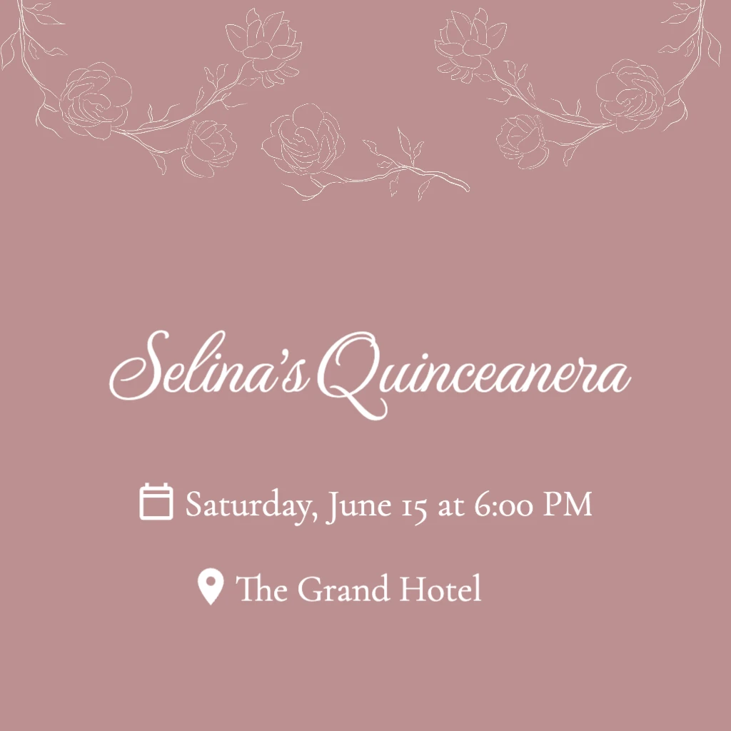 Dusty Pink Background With White Jasmine Flowers Quinceanera RSVP theme