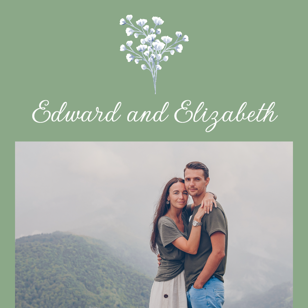 Sage Green background with white baby breathe flowers Wedding RSVP theme