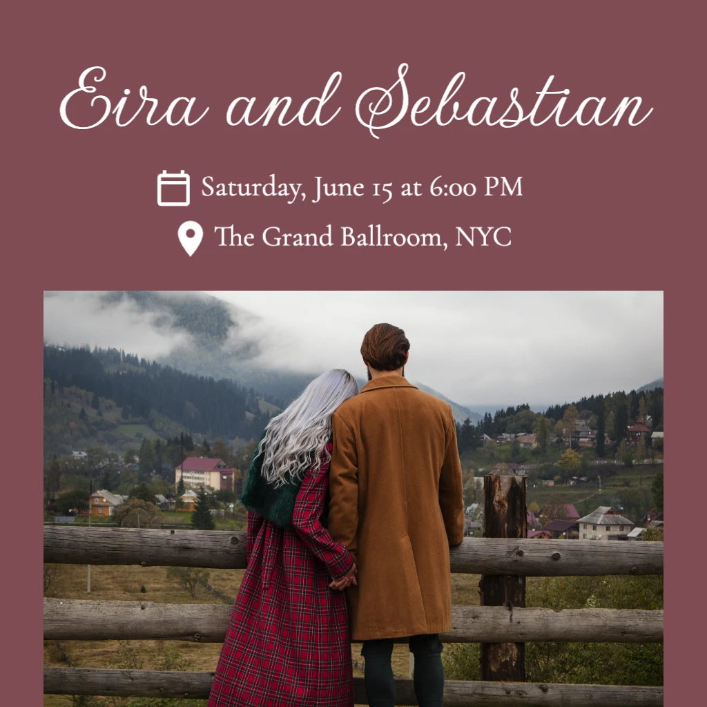 dark mauve background Wedding RSVP theme