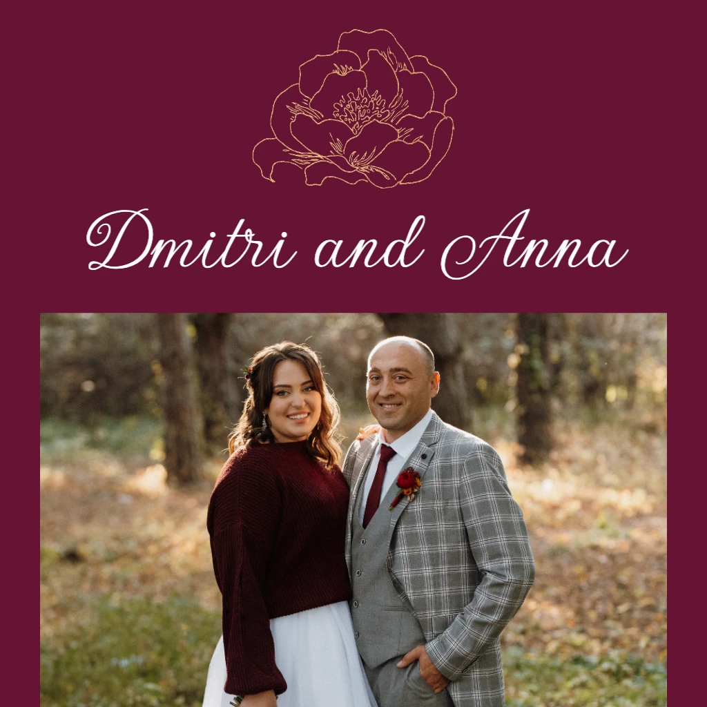 Burgundy background with golden rose Wedding RSVP theme