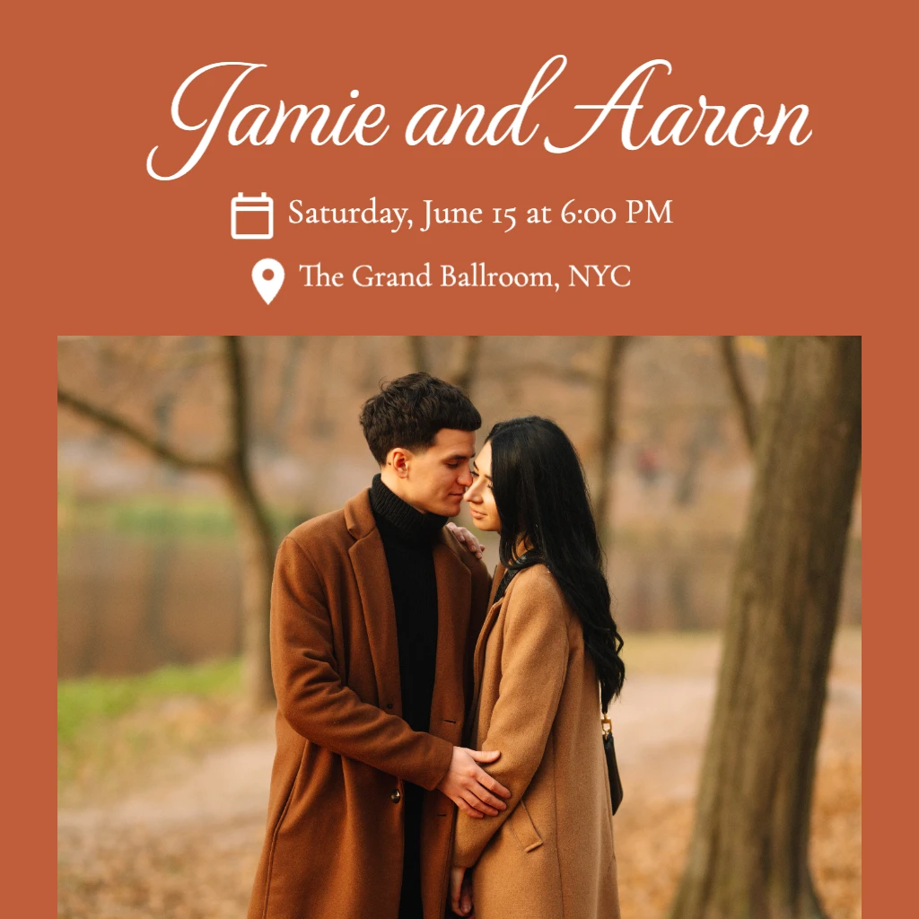 terracotta coloured background Wedding RSVP theme