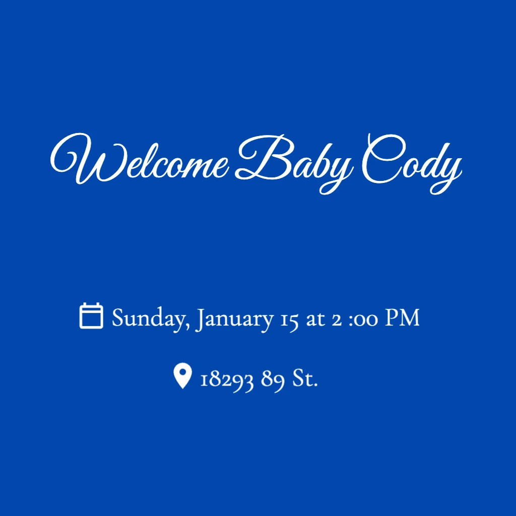 Cobalt Blue Coloured Background Baby Shower RSVP theme