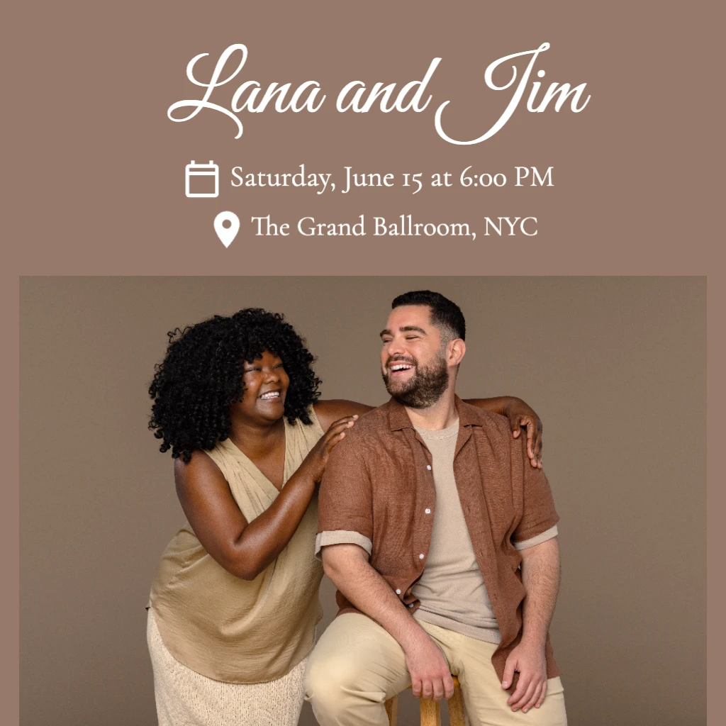 Mocha Brown Coloured Background Wedding RSVP theme