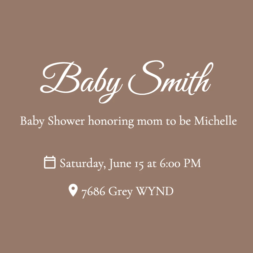 Mocha Brown Coloured Background Baby Shower RSVP theme
